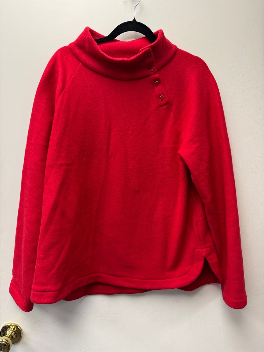 Talbots Bright Red Funnel Neck Button Pullover Sweater